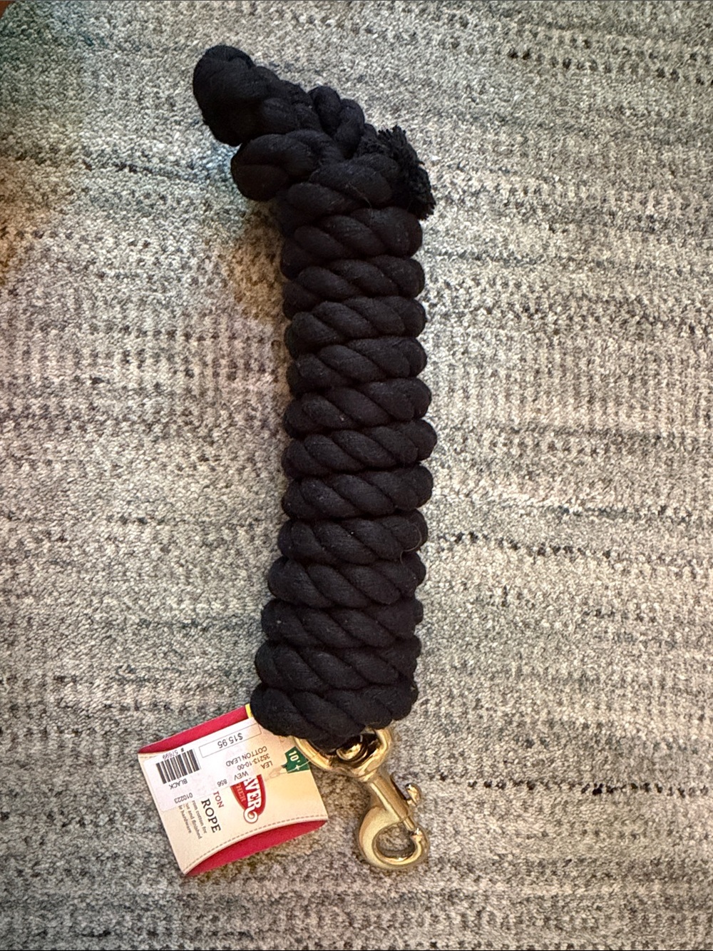 Weaver Black Braided Rope Lead with Brass Snap